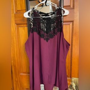 Plum Blouse with Black lace